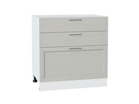 Шкаф нижний с 3-мя ящиками Сканди Белый, Cappuccino Softwood, 800 В*Ш*Г 816*800*480, фасад МДФ  Cappuccino Softwood, корпус  Белый ms2510VVT_41933