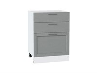 Шкаф нижний с 3-мя ящиками Сканди Белый, Grey Softwood, 600 В*Ш*Г 816*600*480, фасад МДФ  Grey Softwood, корпус  Белый ms2510VVT_41926
