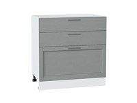 Шкаф нижний с 3-мя ящиками Сканди Белый, Grey Softwood, 800 В*Ш*Г 816*800*480, фасад МДФ  Grey Softwood, корпус  Белый ms2510VVT_41937