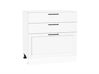 Шкаф нижний с 3-мя ящиками Сканди Белый, White Silkwood, 800 В*Ш*Г 816*800*480, фасад МДФ  White Silkwood, корпус  Белый ms2510VVT_70325