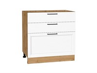 Шкаф нижний с 3-мя ящиками Сканди Дуб Вотан, White Silkwood, 800 В*Ш*Г 816*800*480, фасад МДФ  White Silkwood, корпус  Дуб Вотан ms2510VVT_70330