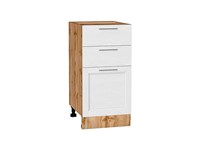 Шкаф нижний с 3-мя ящиками Сканди Дуб Вотан, White Softwood, 400 В*Ш*Г 816*400*480, фасад МДФ  White Softwood, корпус  Дуб Вотан ms2510VVT_63046