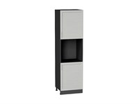Шкаф пенал с 2-мя дверцами под технику Сканди Graphite, Cappuccino Softwood, 2140 В*Ш*Г 2132*600*576, фасад МДФ  Cappuccino Softwood, корпус  Graphite ms2510VVT_42077