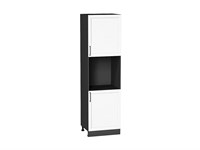 Шкаф пенал с 2-мя дверцами под технику Сканди Graphite, White Silkwood, 2140 В*Ш*Г 2132*600*576, фасад МДФ  White Silkwood, корпус  Graphite ms2510VVT_70349