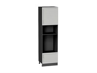 Шкаф пенал с 1-ой дверцей и ящиком под технику Сканди Graphite, Cappuccino Softwood, 2140 В*Ш*Г 2132*600*576, фасад МДФ  Cappuccino Softwood, корпус  Graphite ms2510VVT_42499