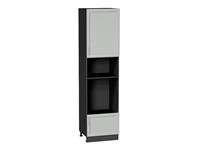 Шкаф пенал с 1-ой дверцей и ящиком под технику Сканди Graphite, Cappuccino Softwood, 2340 В*Ш*Г 2336*600*576, фасад МДФ  Cappuccino Softwood, корпус  Graphite ms2510VVT_42339