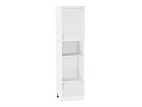 Шкаф пенал с 1-ой дверцей и ящиком под технику Сканди Белый, White Softwood, 2340 В*Ш*Г 2336*600*576, фасад МДФ  White Softwood, корпус  Белый ms2510VVT_56279