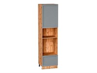 Шкаф пенал с 1-ой дверцей и ящиком под технику Сканди Дуб Вотан, Grey Softwood, 2340 В*Ш*Г 2336*600*576, фасад МДФ  Grey Softwood, корпус  Дуб Вотан ms2510VVT_66140