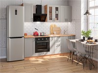 Кухонный гарнитур модульный Лофт-07 В*Ш*Г 2140*2200*600, фасад МДФ/Стекло  Grey Silk, корпус  Дуб Вотан, столешница  Дуб натуральный ms2510VVT_71797