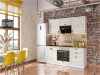 Кухонный гарнитур модульный Лофт-05 В*Ш*Г 2140*1800*600, фасад МДФ  Nordic Oak, корпус  Белый, столешница  Дуб натуральный ms2510VVT_60732