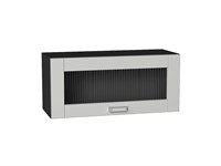 Шкаф верхний горизонтальный остекленный Лофт Graphite, Grey Silk, 800 В*Ш*Г 358*800*320, фасад МДФ/Стекло  Grey Silk, корпус  Graphite ms2510VVT_69565