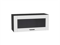 Шкаф верхний горизонтальный остекленный Лофт Graphite, Super White, 800 В*Ш*Г 358*800*320, фасад МДФ/Стекло  Super White, корпус  Graphite ms2510VVT_55145