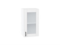 Шкаф верхний с 1-ой остекленной дверцей Лофт Белый, Super White, 720, 400 В*Ш*Г 716*400*320, фасад МДФ/Стекло  Super White, корпус  Белый ms2510VVT_55202
