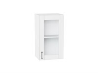 Шкаф верхний с 1-ой остекленной дверцей Лофт Белый, White Silk, 720, 400 В*Ш*Г 716*400*320, фасад МДФ/Стекло  White Silk, корпус  Белый ms2510VVT_60030