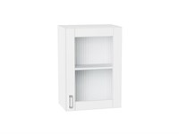 Шкаф верхний с 1-ой остекленной дверцей Лофт Белый, White Silk, 720, 500 В*Ш*Г 716*500*320, фасад МДФ/Стекло  White Silk, корпус  Белый ms2510VVT_60031