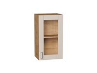 Шкаф верхний с 1-ой остекленной дверцей Лофт Дуб Вотан, Cream Silk, 720, 400 В*Ш*Г 716*400*320, фасад МДФ/Стекло  Cream Silk, корпус  Дуб Вотан ms2510VVT_71493