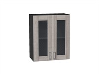 Шкаф верхний с 2-мя остекленными дверцами Лофт Graphite, Cappuccino Veralinga, 720, 600 В*Ш*Г 716*600*320, фасад МДФ/Стекло  Cappuccino Veralinga, корпус  Graphite ms2510VVT_35979