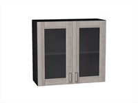 Шкаф верхний с 2-мя остекленными дверцами Лофт Graphite, Cappuccino Veralinga, 720, 800 В*Ш*Г 716*800*320, фасад МДФ/Стекло  Cappuccino Veralinga, корпус  Graphite ms2510VVT_35986