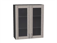 Шкаф верхний с 2-мя остекленными дверцами Лофт Graphite, Cappuccino Veralinga, 920, 800 В*Ш*Г 920*800*320, фасад МДФ/Стекло  Cappuccino Veralinga, корпус  Graphite ms2510VVT_40999