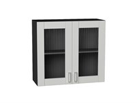 Шкаф верхний с 2-мя остекленными дверцами Лофт Graphite, Grey Silk, 720, 800 В*Ш*Г 716*800*320, фасад МДФ/Стекло  Grey Silk, корпус  Graphite ms2510VVT_69647