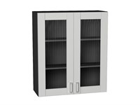 Шкаф верхний с 2-мя остекленными дверцами Лофт Graphite, Grey Silk, 920, 800 В*Ш*Г 920*800*320, фасад МДФ/Стекло  Grey Silk, корпус  Graphite ms2510VVT_69649