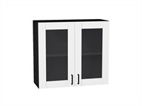 Шкаф верхний с 2-мя остекленными дверцами Лофт Graphite, Super White, 720, 800 В*Ш*Г 716*800*320, фасад МДФ/Стекло  Super White, корпус  Graphite ms2510VVT_55247