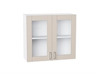 Шкаф верхний с 2-мя остекленными дверцами Лофт Белый, Cream Silk, 720, 800 В*Ш*Г 716*800*320, фасад МДФ/Стекло  Cream Silk, корпус  Белый ms2510VVT_71489