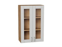 Шкаф верхний с 2-мя остекленными дверцами Лофт Дуб Вотан, Grey Silk, 920, 600 В*Ш*Г 920*600*320, фасад МДФ/Стекло  Grey Silk, корпус  Дуб Вотан ms2510VVT_69644