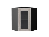Шкаф верхний угловой остекленный Лофт Graphite, Cappuccino Veralinga, 720 В*Ш*Г 716*600*600, фасад МДФ/Стекло  Cappuccino Veralinga, корпус  Graphite ms2510VVT_36000