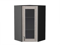 Шкаф верхний угловой остекленный Лофт Graphite, Cappuccino Veralinga, 920 В*Ш*Г 920*600*600, фасад МДФ/Стекло  Cappuccino Veralinga, корпус  Graphite ms2510VVT_41043