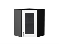 Шкаф верхний угловой остекленный Лофт Graphite, Super White, 720 В*Ш*Г 716*600*600, фасад МДФ/Стекло  Super White, корпус  Graphite ms2510VVT_55276