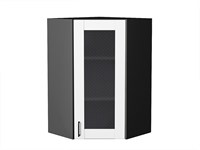 Шкаф верхний угловой остекленный Лофт Graphite, Super White, 920 В*Ш*Г 920*600*600, фасад МДФ/Стекло  Super White, корпус  Graphite ms2510VVT_55277