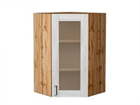 Шкаф верхний угловой остекленный Лофт Дуб Вотан, Nordic Oak, 920 В*Ш*Г 920*600*600, фасад МДФ/Стекло  Nordic Oak, корпус  Дуб Вотан ms2510VVT_63319