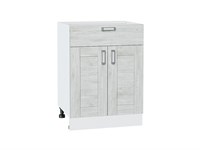 Шкаф нижний с 2-мя дверцами и ящиком Лофт Белый, Nordic Oak, 600 В*Ш*Г 816*600*480, фасад МДФ  Nordic Oak, корпус  Белый ms2510VVT_36099