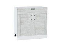 Шкаф нижний с 2-мя дверцами и ящиком Лофт Белый, Nordic Oak, 800 В*Ш*Г 816*800*480, фасад МДФ  Nordic Oak, корпус  Белый ms2510VVT_56584