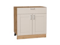 Шкаф нижний с 2-мя дверцами и ящиком Лофт Дуб Вотан, Cream Silk, 800 В*Ш*Г 816*800*480, фасад МДФ  Cream Silk, корпус  Дуб Вотан ms2510VVT_71577