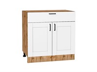 Шкаф нижний с 2-мя дверцами и ящиком Лофт Дуб Вотан, Super White, 800 В*Ш*Г 816*800*480, фасад МДФ  Super White, корпус  Дуб Вотан ms2510VVT_63369
