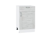 Шкаф нижний с 1-ой дверцей и ящиком Лофт Белый, Nordic Oak, 500 В*Ш*Г 816*500*480, фасад МДФ  Nordic Oak, корпус  Белый ms2510VVT_39818
