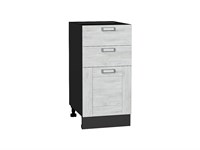 Шкаф нижний с 3-мя ящиками Лофт Graphite, Nordic Oak, 400 В*Ш*Г 816*400*480, фасад МДФ  Nordic Oak, корпус  Graphite ms2510VVT_36079