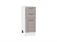 Шкаф нижний с 3-мя ящиками Лофт Белый, Cappuccino Veralinga, 300 В*Ш*Г 816*300*480, фасад МДФ  Cappuccino Veralinga, корпус  Белый ms2510VVT_36069