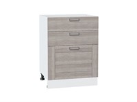 Шкаф нижний с 3-мя ящиками Лофт Белый, Cappuccino Veralinga, 600 В*Ш*Г 816*600*480, фасад МДФ  Cappuccino Veralinga, корпус  Белый ms2510VVT_36083