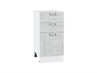 Шкаф нижний с 3-мя ящиками Лофт Белый, Nordic Oak, 400 В*Ш*Г 816*400*480, фасад МДФ  Nordic Oak, корпус  Белый ms2510VVT_36078