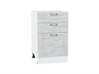 Шкаф нижний с 3-мя ящиками Лофт Белый, Nordic Oak, 500 В*Ш*Г 816*500*480, фасад МДФ  Nordic Oak, корпус  Белый ms2510VVT_39825