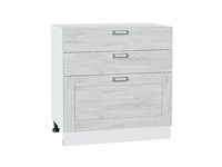 Шкаф нижний с 3-мя ящиками Лофт Белый, Nordic Oak, 800 В*Ш*Г 816*800*480, фасад МДФ  Nordic Oak, корпус  Белый ms2510VVT_36092
