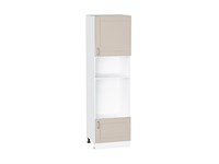 Шкаф пенал с 1-ой дверцей и ящиком под технику Лофт Белый, Cream Silk, 2140 В*Ш*Г 2132*600*576, фасад МДФ  Cream Silk, корпус  Белый ms2510VVT_71605