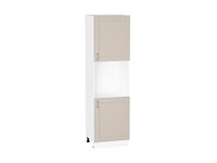 Шкаф пенал с 2-мя дверцами под технику Лофт Белый, Cream Silk, 2140 В*Ш*Г 2132*600*576, фасад МДФ  Cream Silk, корпус  Белый ms2510VVT_71623