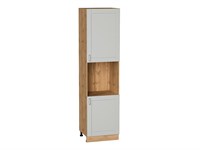 Шкаф пенал с 2-мя дверцами под технику Лофт Дуб Вотан, Grey Silk, 2340 В*Ш*Г 2336*600*576, фасад МДФ  Grey Silk, корпус  Дуб Вотан ms2510VVT_69761