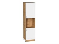 Шкаф пенал с 2-мя дверцами под технику Лофт Дуб Вотан, White Silk, 2340 В*Ш*Г 2336*600*576, фасад МДФ  White Silk, корпус  Дуб Вотан ms2510VVT_63419