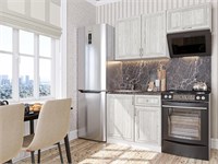 Кухонный гарнитур модульный Шале-04 В*Ш*Г 2140*1500*600, фасад МДФ  White Dreamline, корпус  Белый, столешница  Мрамор черный ms2510VVT_60866
