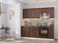 Кухонный гарнитур модульный Шале-01 В*Ш*Г 2140*2200*600, фасад МДФ  Brown Dreamline, корпус  Белый, столешница  Мрамор черный ms2510VVT_54044